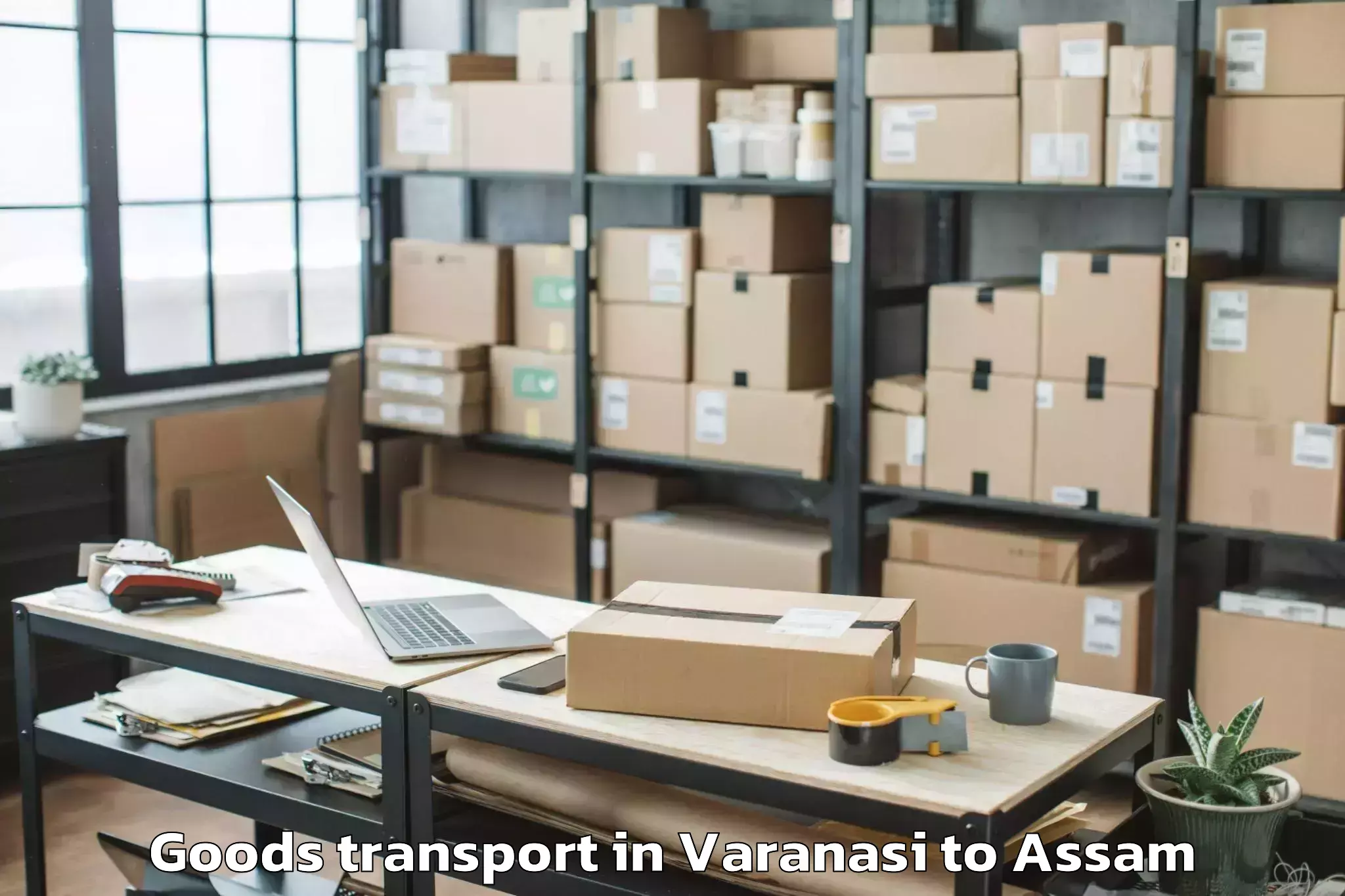 Top Varanasi to Biswanath Chariali Goods Transport Available